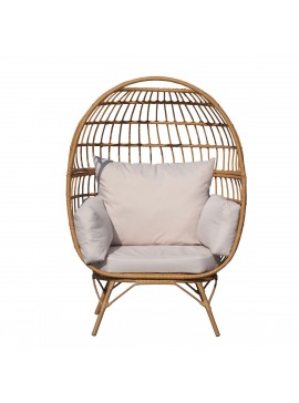 Πολυθρόνα Κήπου ArteLibre DAVEY Φυσικό Μέταλλο/Rattan 98x67x145cm Arte-14510011