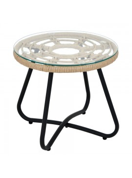 Τραπέζι Κήπου ArteLibre HOWARD Φυσικό/Μαύρο Μέταλλο/Rattan Φ45x40cm Arte-14510013
