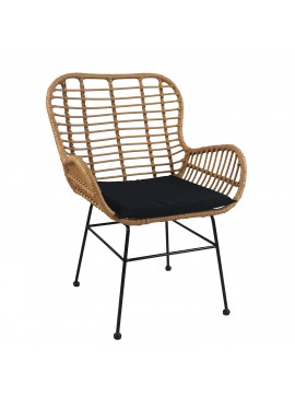Καρέκλα Κήπου ArteLibre ABUDIUS Φυσικό/Μαύρο Μέταλλο/Rattan 60x60x85cm Arte-14510016