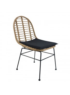 Καρέκλα Κήπου ArteLibre ACCIUS Φυσικό/Μαύρο Μέταλλο/Rattan 49x56x84cm Arte-14510017