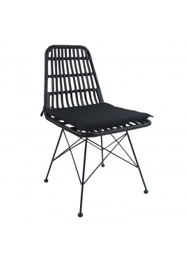 Καρέκλα Κήπου ArteLibre ALFONSE Μαύρο Μέταλλο/Rattan 47x62x81cm Arte-14510018