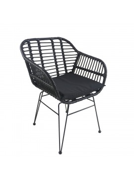 Καρέκλα Κήπου ArteLibre ACTORIUS Μαύρο Μέταλλο/Rattan 57x53x81cm Arte-14510020