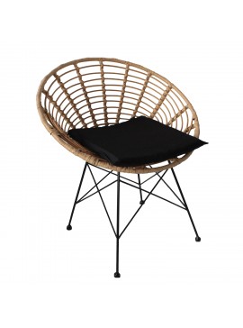 Καρέκλα Κήπου ArteLibre AELIUS Φυσικό/Μαύρο Μέταλλο/Rattan 72x62x78cm Arte-14510021