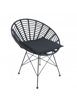 Καρέκλα Κήπου ArteLibre AELIUS Μαύρο Μέταλλο/Rattan 72x62x78cm Arte-14510022