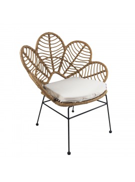 Καρέκλα Κήπου ArteLibre ALFIUS Φυσικό/Μαύρο Μέταλλο/Rattan 72x62x86cm Arte-14510028