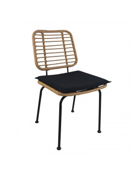 Καρέκλα Κήπου ArteLibre ATIUS Φυσικό/Μαύρο Μέταλλο/Rattan 46.5x55x86cm Arte-14510050
