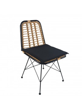 Καρέκλα Κήπου ArteLibre ATILIUS Φυσικό/Μαύρο Μέταλλο/Rattan 46x59x83cm Arte-14510051