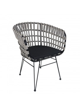 Καρέκλα Κήπου ArteLibre ATRIUS Γκρι/Μαύρο Μέταλλο/Rattan 61x57x80cm Arte-14510053
