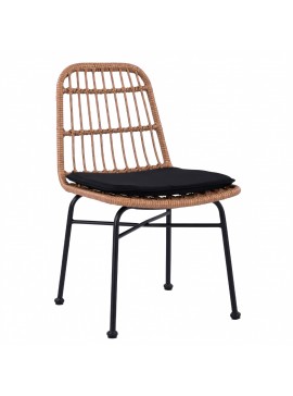 Καρέκλα Κήπου ArteLibre AFRANIUS Φυσικό/Μαύρο Rattan/Μέταλλο 47x50x85cm