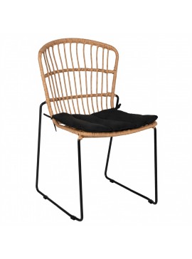 Καρέκλα Κήπου ArteLibre ALFENUS Φυσικό/Μαύρο Rattan/Μέταλλο 50x55x84cm