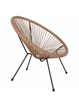 Πολυθρόνα Κήπου ArteLibre APRONIUS Φυσικό/Μαύρο Rattan/Μέταλλο 71x73x77cm