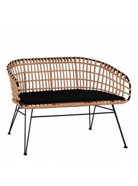 Καναπές Κήπου ArteLibre ARVENIUS Φυσικό/Μαύρο Rattan 124x57x77cm