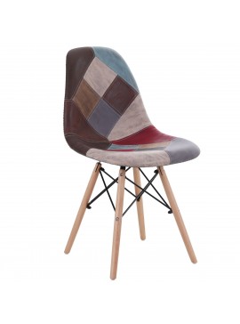Καρέκλα ArteLibre CORYLOUS Patchwork Microfiber Ύφασμα/Ξύλο 51x46x82cm Arte-14590002