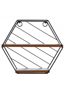 Ράφι Τοίχου ArteLibre SALERNO Μαύρο/Καφέ MDF/Μέταλλο 31x11x27cm Arte-14620016