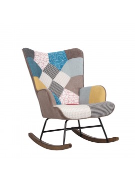 Πολυθρόνα Κουνιστή ArteLibre GERDA Patchwork Ύφασμα/Μέταλλο/Ξύλο 84x69x90cm Arte-14770012