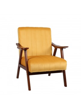 Πολυθρόνα ArteLibre KILADRA Κίτρινο Βελούδο/Ξύλο 74x70x87cm Arte-14770046