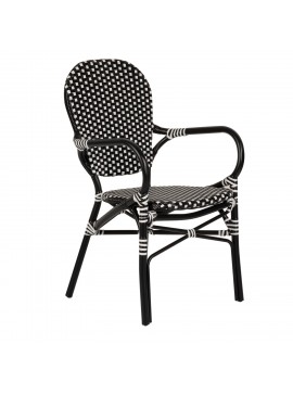 Καρέκλα Κήπου ArteLibre BOALI Μαύρο/Λευκό Αλουμίνιο/Rattan 41x45x92cm Arte-14840005