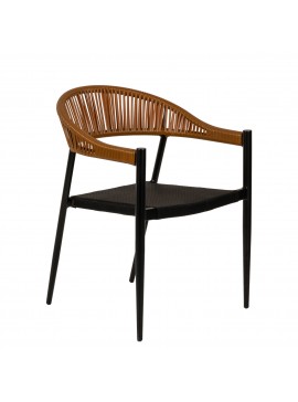 Πολυθρόνα Κήπου ArteLibre LIVINGSTONE Μαύρο/Καφέ Αλουμίνιο/Rattan 56x55x76cm Arte-14840008