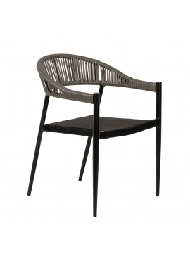 Πολυθρόνα Κήπου ArteLibre LIVINGSTONE Μαύρο/Γκρι Αλουμίνιο/Rattan 56x55x76cm Arte-14840009
