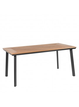 Τραπέζι Κήπου ArteLibre EPUPA Μαύρο/Καρυδί Αλουμίνιο/Ξύλο 160x90x73cm Arte-14840035