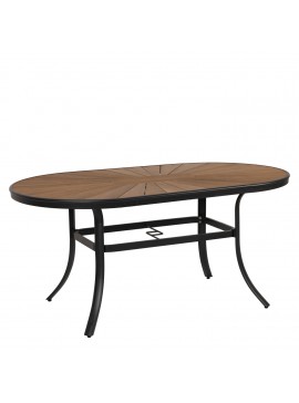 Τραπέζι Κήπου ArteLibre RUSUMO Μαύρο/Καρυδί Αλουμίνιο/Ξύλο 150x90x73cm Arte-14840040