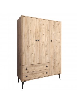 Ντουλάπα Τρίφυλλη ArteLibre AMARI Δρυς Μοριοσανίδα 123.5x48x180cm