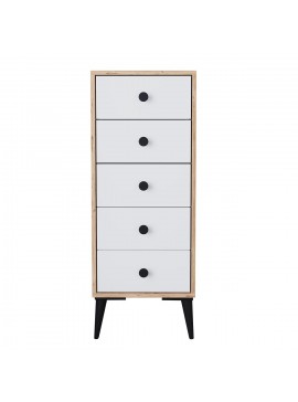 Συρταριέρα ArteLibre AMARI Δρυς/Λευκό Μοριοσανίδα 43x43x114cm