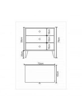 Συρταριέρα ArteLibre AMARI Λευκό Μοριοσανίδα 72x43x79cm