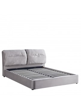 Κρεβάτι Διπλό ArteLibre ACAENA Γκρι Βελούδο 224x182.5x97cm (Στρώμα 160x200cm)
