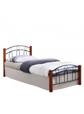 Κρεβάτι Μονό ArteLibre JEMINA Μαύρο/Βελανιδιά Μέταλλο/Ξύλο (Στρώμα 90x200cm)