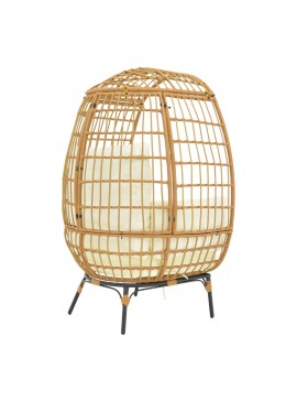 Πολυθρόνα Reol Intrahome wicker rattan φυσικό-μεταλλικό φυσικό-μαύρο πόδι-μπεζ μαξιλάρι 96x76x145εκ INTRAPA-263111132