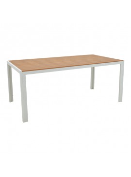 Τραπέζι Nares pakoworld αλουμίνιο λευκό-plywood φυσικό 180x90x72.5εκ