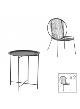 Intrahome Σαλόνι Dapper-Caius Intrahome σετ 3τεμ μαύρο μέταλλο-μαύρο pe Φ46x52εκ | SKU: INTRAPA-263111178