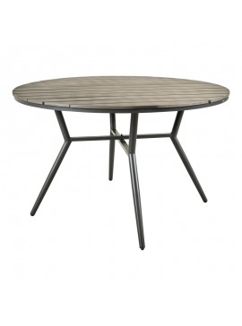 Τραπέζι Appa pakoworld αλουμίνιο και plywood σε ανθρακί απόχρωση Φ120x74εκ