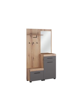 MATIS Έπιπλο εισόδου με καθρέφτη GENOVA artisan/ γκρι 120x38x209 MATIS780163