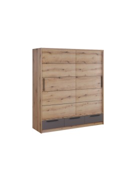 MATIS Συρόμενη ντουλάπα με 3 συρτάρια LARA 200 artisan/ γκρι 200x62x220 MATIS770663