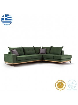 Γωνιακός καναπές αριστερή γωνία Luxury II pakoworld ύφασμα κυπαρισσί-ανθρακί 290x235x95εκ 168-000001