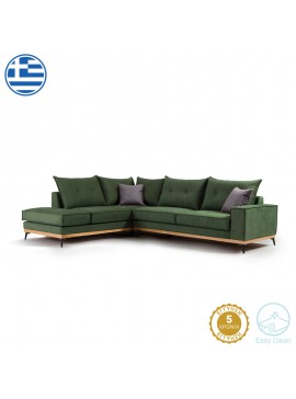 Γωνιακός καναπές δεξιά γωνία Luxury II pakoworld ύφασμα κυπαρισσί-ανθρακί 290x235x95εκ 168-000002