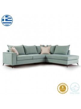 Γωνιακός καναπές αριστερή γωνία Romantic pakoworld ύφασμα ciel-cream 290x235x95εκ 168-000005