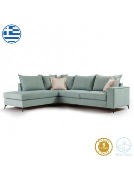 Γωνιακός καναπές δεξιά γωνία Romantic pakoworld ύφασμα Ciel-Cream 290x235x95εκ 168-000006