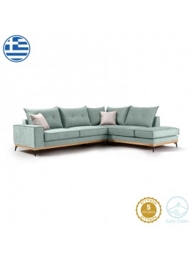 Γωνιακός καναπές αριστερή γωνία Luxury II pakoworld ύφασμα ciel-cream 290x235x95εκ 168-000007