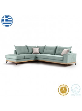 Γωνιακός καναπές δεξιά γωνία Luxury II pakoworld ύφασμα ciel-cream 290x235x95εκ 168-000008