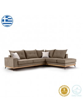 Γωνιακός καναπές αριστερή γωνία Luxury II pakoworld ύφασμα mocha-cream 290x235x95εκ 168-000009