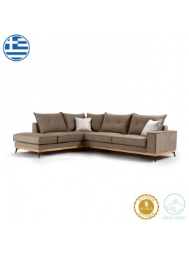 Γωνιακός καναπές δεξιά γωνία Luxury II pakoworld ύφασμα mocha-cream 290x235x95εκ 168-000010