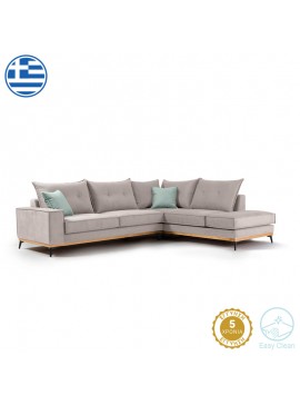 Γωνιακός καναπές αριστερή γωνία Luxury II pakoworld ύφασμα elephant-ciel 290x235x95εκ 168-000013