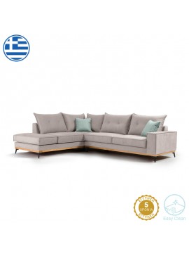 Γωνιακός καναπές δεξιά γωνία Luxury II pakoworld ύφασμα elephant-ciel 290x235x95εκ 168-000014