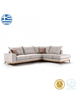 Γωνιακός καναπές αριστερή γωνία Luxury II pakoworld ύφασμα cream-mocha 290x235x95εκ 168-000015