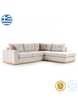Γωνιακός καναπές αριστερή γωνία Boston pakoworld ύφασμα cream-mocha 280x225x90εκ 168-000019