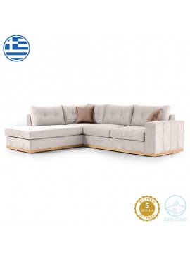 Γωνιακός καναπές δεξιά γωνία Boston pakoworld ύφασμα cream-mocha 280x225x90εκ 168-000020
