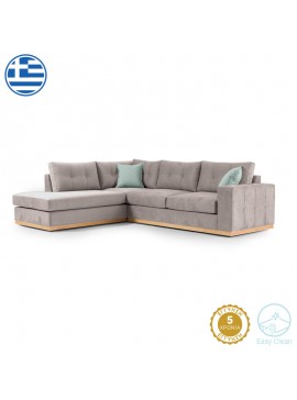 Γωνιακός καναπές δεξιά γωνία Boston pakoworld ύφασμα elephant-ciel 280x225x90εκ 168-000022